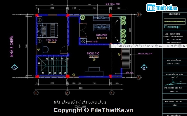 Nhà phố 3 tầng,Nhà phố 3 tầng 6.2x8.5m,Hồ sơ bản vẽ 3 tầng